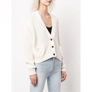 RE/DONE 90’s Crop Knit Cardigan Sweater Linen Cotton Ivory Cream Small